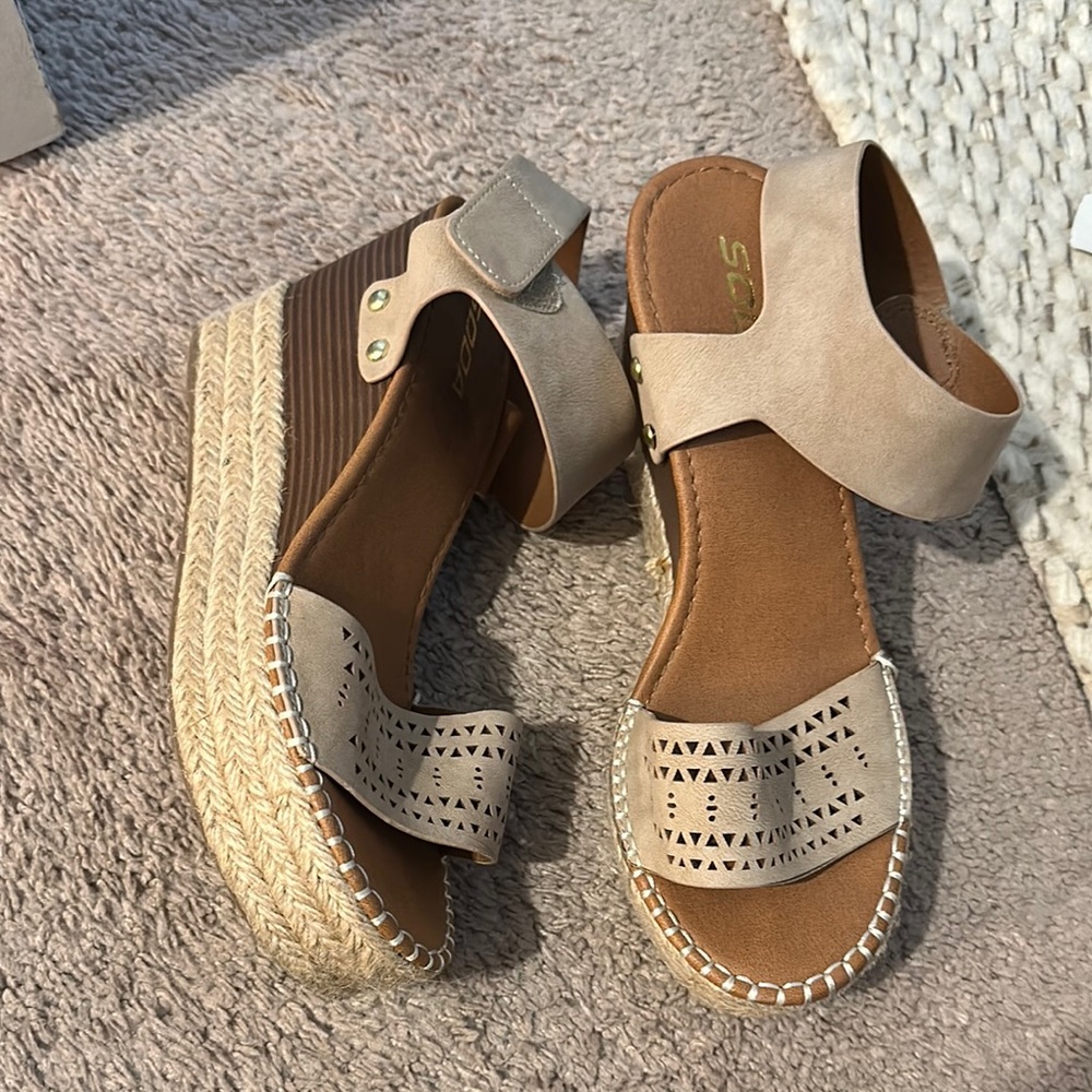 SODA Stylish Beige Wedge Sandals